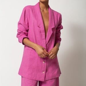 Selva Negra Flo Linen Oversized Blazer Jacket Baya Pink